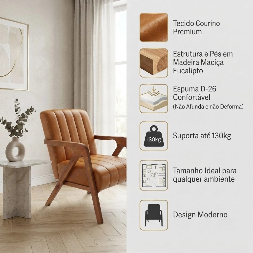 Kit 2 Poltronas Celine Couro Sintético - foto 2
